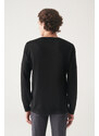 Avva Men's Black Crew Neck Wool Blended Regular Fit Knitwear Sweater