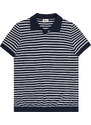 AC&Co / Altınyıldız Classics Men's Navy Blue-White Standard Fit Regular Cut Polo Neck 100% Cotton Short Sleeves Striped Knitwear T-Shirt.