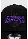 Bavlněná baseballová čepice New Era LOS ANGELES LAKERS černá barva, s aplikací