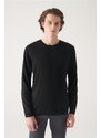 Avva Men's Black Crew Neck Wool Blended Regular Fit Knitwear Sweater