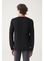 Avva Men's Black Crew Neck Wool Blended Regular Fit Knitwear Sweater