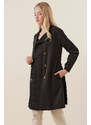 Bigdart 5864 Double Breasted Collar Short Trench Coat - Black