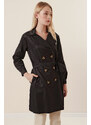 Bigdart 5864 Double Breasted Collar Short Trench Coat - Black