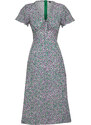 Trendyol Green Floral Pattern A-Line V Neck 100% Viscose Woven Midi Dress