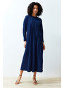 Trendyol Navy Blue Pleat Detailed Comfort Woven Dress
