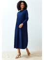 Trendyol Navy Blue Pleat Detailed Comfort Woven Dress