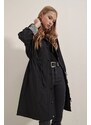 Bigdart 5808 Tie Waist Trench Coat - Black