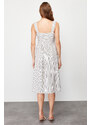Trendyol Ecru Buttoned Midi Woven Linen Look Dress
