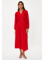 Trendyol Red Minimal Patterned Chiffon Lined Woven Dress