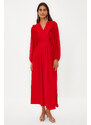 Trendyol Red Minimal Patterned Chiffon Lined Woven Dress