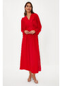 Trendyol Red Minimal Patterned Chiffon Lined Woven Dress