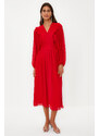 Trendyol Red Minimal Patterned Chiffon Lined Woven Dress