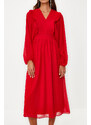 Trendyol Red Minimal Patterned Chiffon Lined Woven Dress