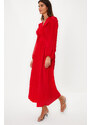 Trendyol Red Minimal Patterned Chiffon Lined Woven Dress