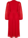 Trendyol Red Minimal Patterned Chiffon Lined Woven Dress