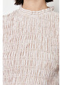 Trendyol Beige Striped Gipe Detailed Woven Dress