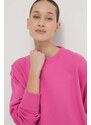 Bavlněná mikina Superdry dámská, růžová barva, s aplikací