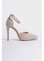 Capone Outfitters Pointed Toe Ankle Band High Heel Silvery Platform Women's Shoes