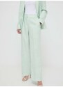 Kalhoty Guess ELIANE dámské, zelená barva, jednoduché, high waist, W4GB13 WG4P2