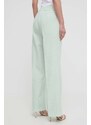 Kalhoty Guess ELIANE dámské, zelená barva, jednoduché, high waist, W4GB13 WG4P2
