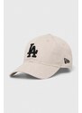 Bavlněná baseballová čepice New Era LOS ANGELES DODGERS béžová barva, s aplikací