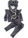 Baby Powder Handmade Velurové kalhoty s volánky na zadečku šedé 56 šedá