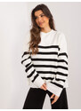 Fashionhunters Ecru dámský oversize svetr s rozparky