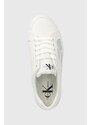 Kožené sneakers boty Calvin Klein Jeans BOLD VULC FLATF LOW LTH NBS MET bílá barva, YW0YW01414