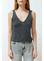 Trendyol Gray Thin Basic V-Neck Knitwear Blouse