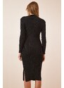 Happiness İstanbul Women's Black Cut Out Detailed Midi Knitwear Dress