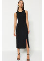 Trendyol Black Zero Sleeve Slit Detailed Bodycone Midi Knitted Dress