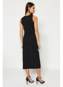 Trendyol Black Zero Sleeve Slit Detailed Bodycone Midi Knitted Dress