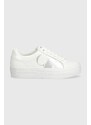 Kožené sneakers boty Calvin Klein Jeans BOLD VULC FLATF LOW LTH NBS MET bílá barva, YW0YW01414