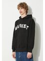 Bavlněná mikina Market Community Garden Hoodie pánská, černá barva, s kapucí, s aplikací, 397000580