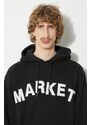 Bavlněná mikina Market Community Garden Hoodie pánská, černá barva, s kapucí, s aplikací, 397000580