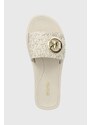 Pantofle MICHAEL Michael Kors MK Charm Slide dámské, béžová barva, 40R4MKFA1B