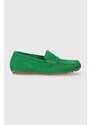 Semišové mokasíny Marc O'Polo dámské, zelená barva, na plochém podpatku, 40214623103300 NN2M3065