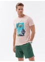 Ombre Clothing Jedinečné bavlněné světle růžové tričko V2 S1738