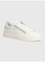 Kožené sneakers boty Calvin Klein LOW TOP LACE UP W/ZIP bílá barva, HM0HM01475