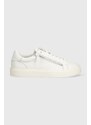 Kožené sneakers boty Calvin Klein LOW TOP LACE UP W/ZIP bílá barva, HM0HM01475