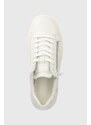 Kožené sneakers boty Calvin Klein LOW TOP LACE UP W/ZIP bílá barva, HM0HM01475