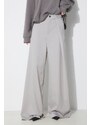 Kalhoty s příměsí vlny MM6 Maison Margiela šedá barva, široké, high waist, S52KA0481