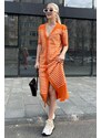 Madmext Orange Buttoned Knitwear Women's Dress