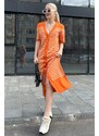 Madmext Orange Buttoned Knitwear Women's Dress