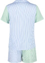 Trendyol Blue-Green 2-Color Striped Viscose Woven Pajamas Set