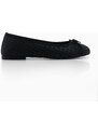 Marjin Women's Bow Detail Ballet Flats Vater Black Croco