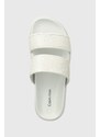 Pantofle Calvin Klein FLAT SLIDE EPI MONO dámské, bílá barva, HW0HW01957