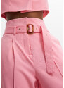 bonprix Kalhoty Paper Bag s vysokým pasem Růžová