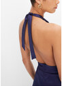 bonprix Šaty s ramínkem kolem krku a pajetkami Modrá