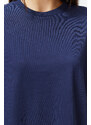 Trendyol Navy Color Block Woven Poplin Detail Mini Dress
